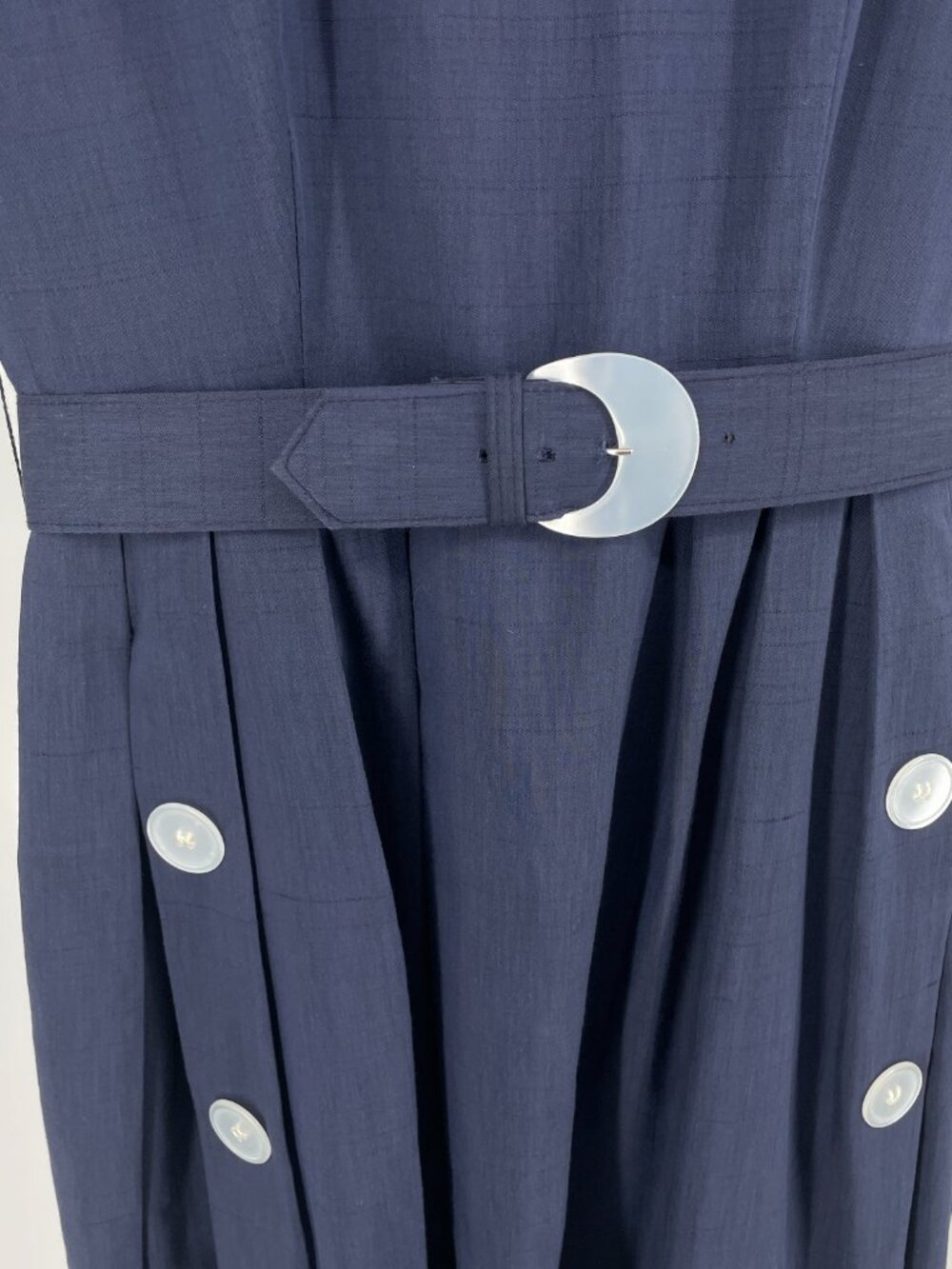 Vintage 60s Blue Fit & Flare Midi Dress Union Made Metal Zipper Retro S/M - Picture 6 of 10